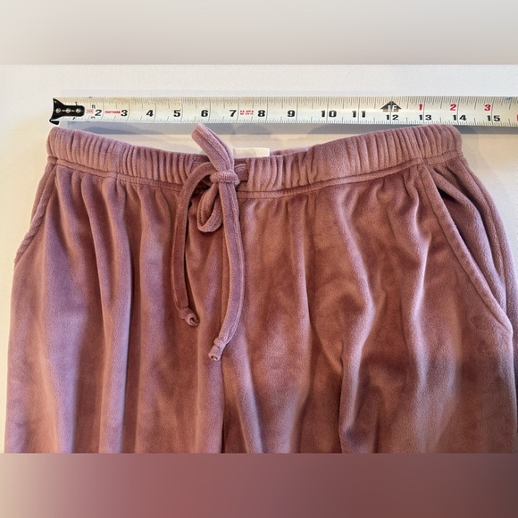 BORN Women’s Velour Lounge Pants Wide Leg Drawstring Purple Cozy! Size Large - Picture 6 of 9